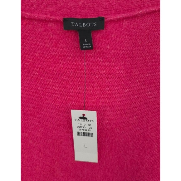 Talbots Jeweled Button Cardigan Pink Longline Office Church Cozy Barbie NWT - Picture 11 of 16
